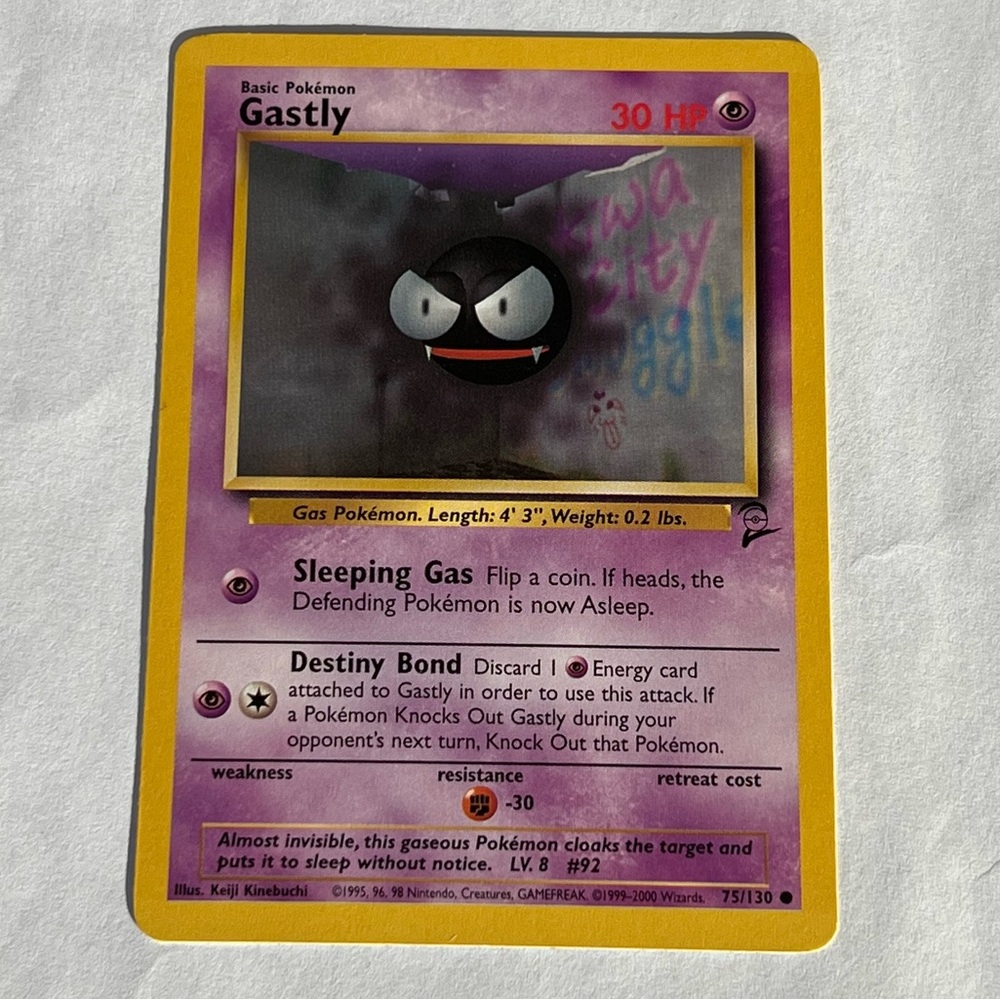 Vintage Pokemon Gastly Series Two Playing Card